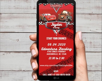 Cars Invitation, Lignting McQueen Birthday Invitation, Cars 2 Party, Boy mobile invite,Race Car Evite,Custom,INSTANT DOWNLOAD,Mobile,Canva