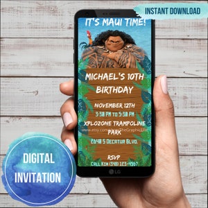 Maui-uitnodiging, Luau, Hula, tropische verjaardagsuitnodiging, Hawaiiaans feest, jongensuitnodigingen, Tiki Invite, BEWERKBAAR, INSTANT DOWNLOAD, mobiel, Canva