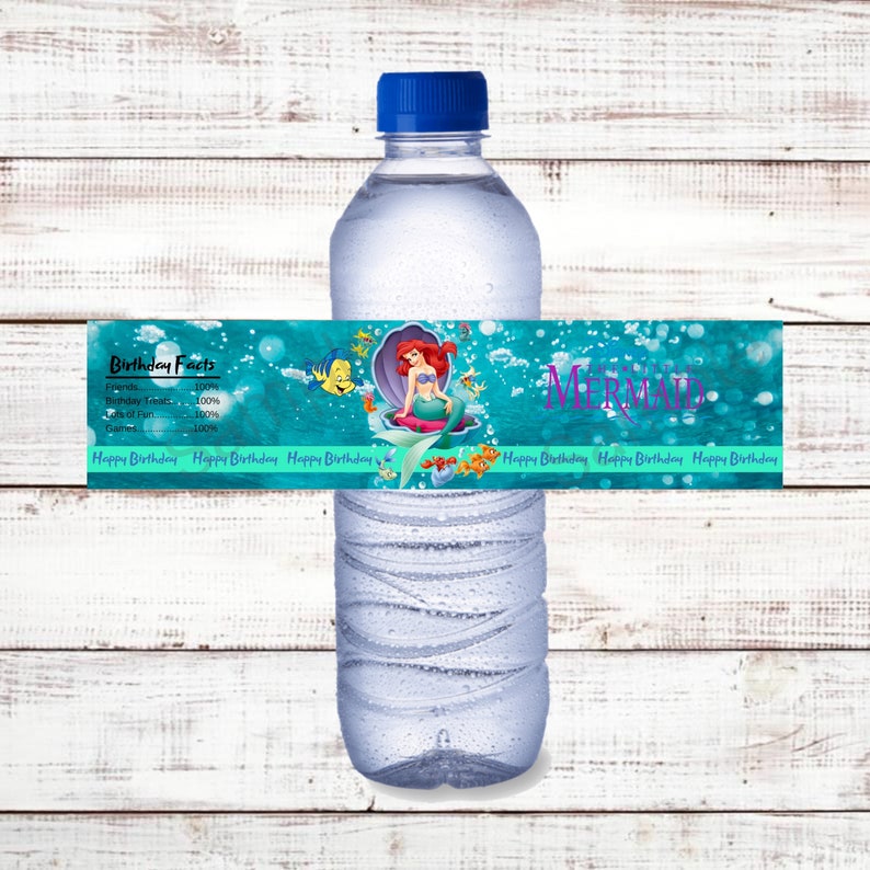 Water Label Mermaid Birthday Ariel Water Bottle Label Mermaid Party,Ariel,Disney princess,Princess Ariel The little Mermaid Bottle Label