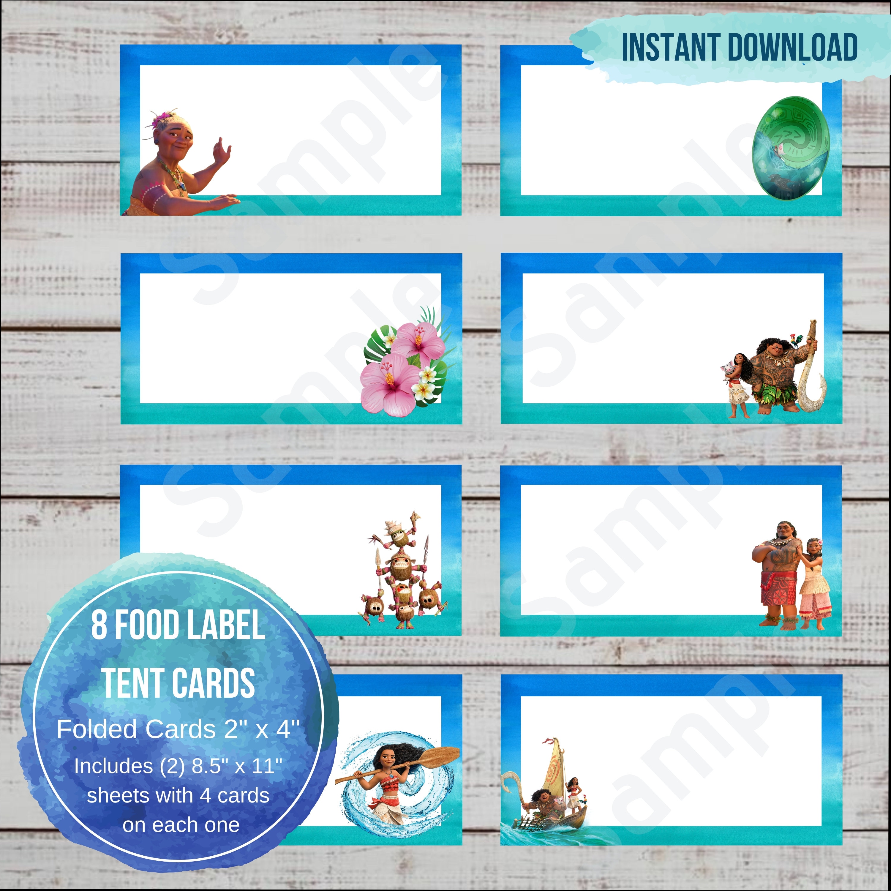 Buy Moana Food Tent Label Moana Food Label Moana Food Cards Princess