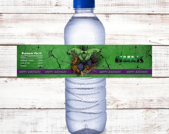 The Hulk Water Bottle Label, Hulk Bottle Label, Water Label,Hulk Birthday, Hulk Party, Hulk invitation, The Incredible Hulk