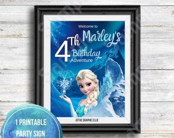 Frozen Personalized Sign, Birthday Party Signs, Printable Signs, Frozen Birthday Party,Girls Birthday,Winter Party Theme,Instant Download