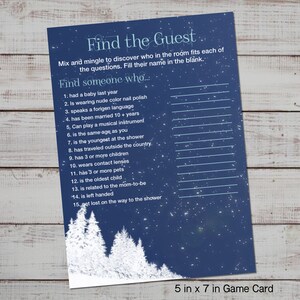 Find the Guest Baby Shower Game, Find the Guest Game, Find the Guest Who, Snowy Baby Shower Games Printable
