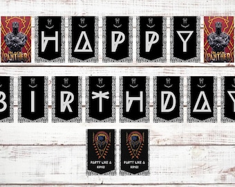 Black Panther banner, DIY banner, party supplies, birthday party, printable banner, digital banner, signs, labels, clipart, digital download