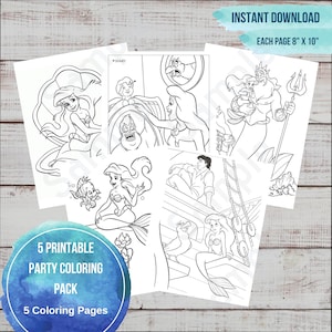 Paquete para colorear de sirena, imprimible, actividad para niños, diversión de cumpleaños de sirena, favor de fiesta, páginas para colorear de fiesta, fiesta temática de sirena, descarga instantánea
