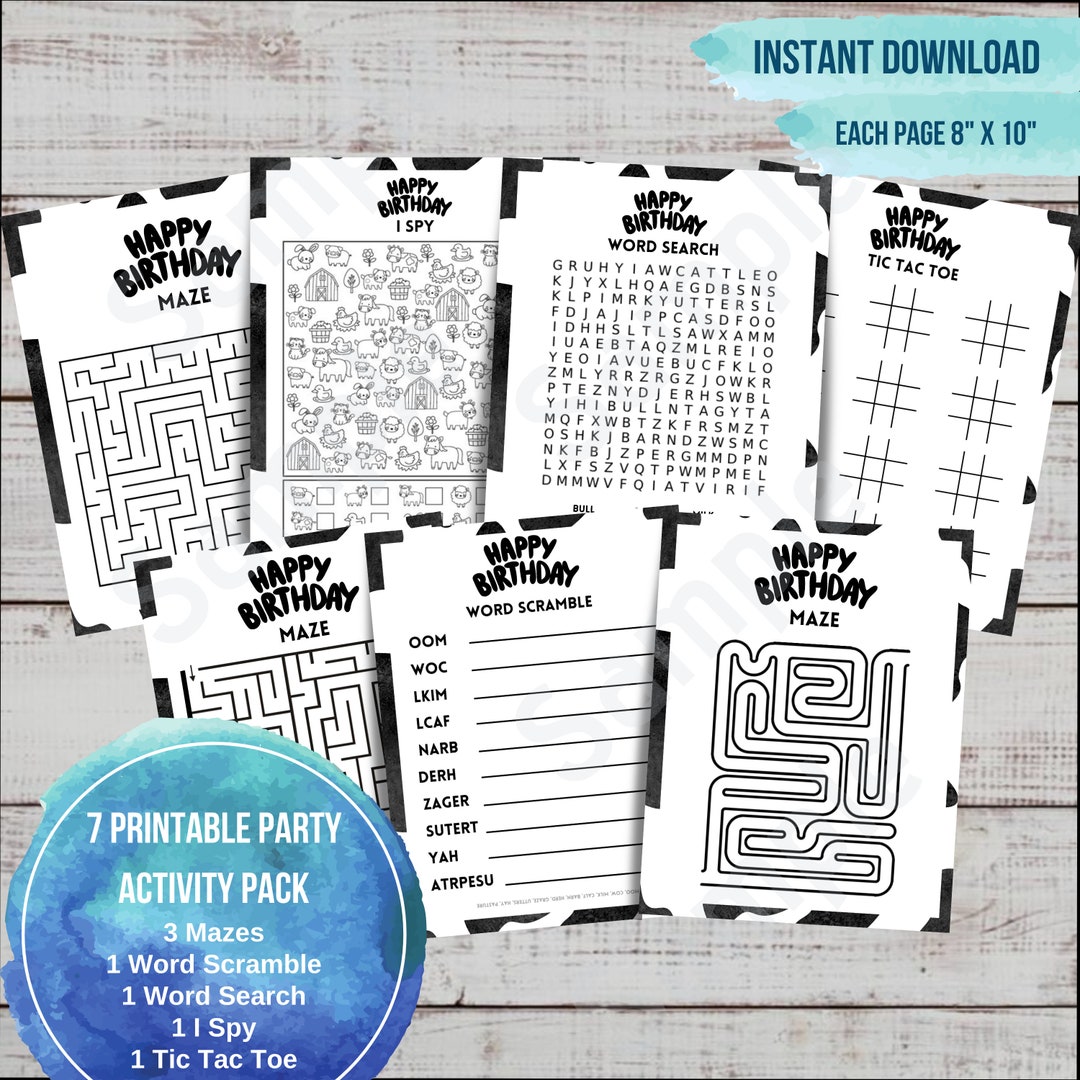 Cow Themed Activity and Coloring Pack, Printable, Kids Activity, Cow ...