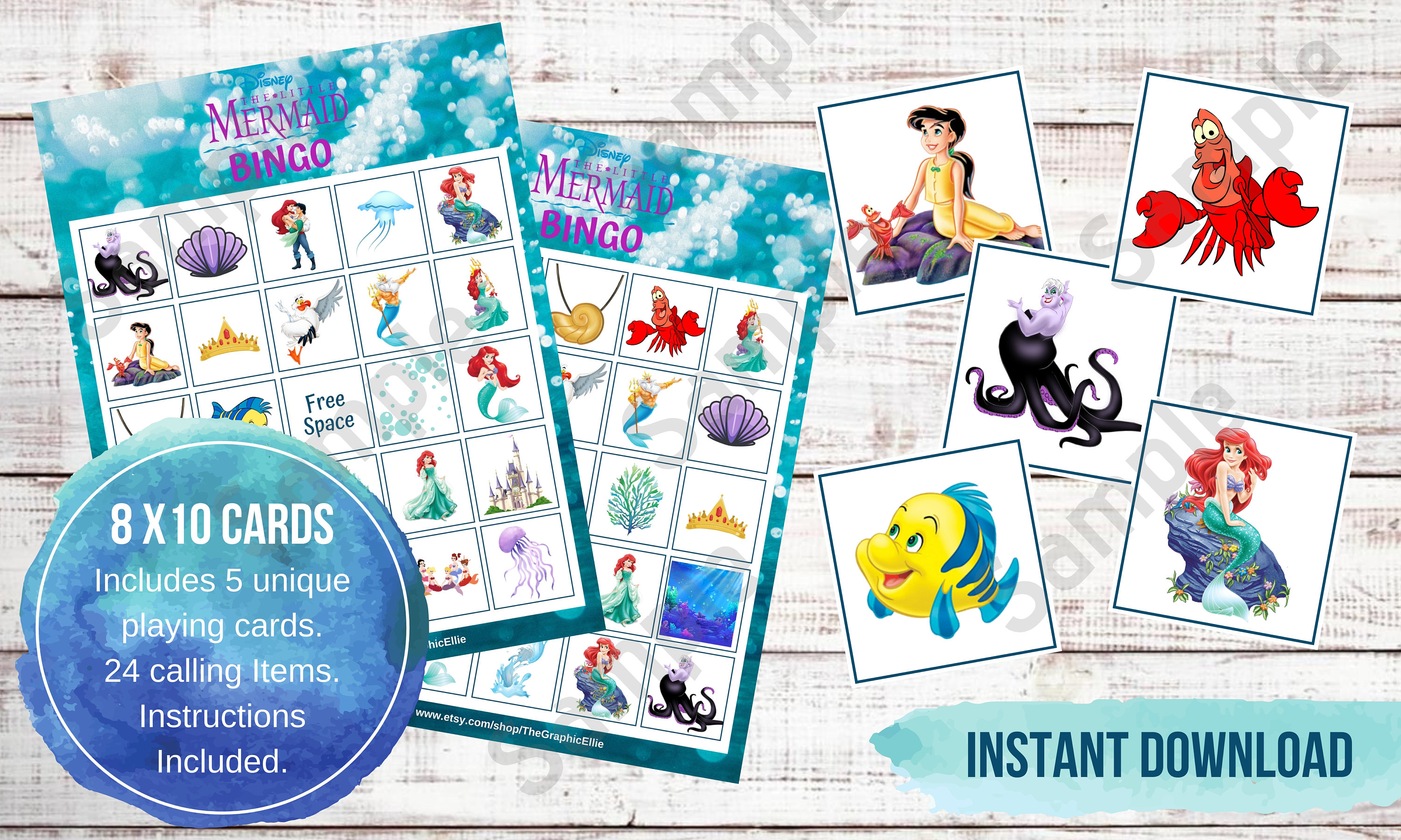 Little Mermaid Bingo Game Printable Kids Game Mermaid | Etsy Canada