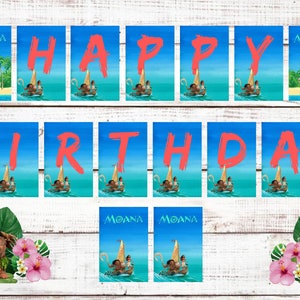 Moana banner, DIY banner, party supplies, birthday party, printable banner, digital banner, signs, tags, labels, clipart, digital download