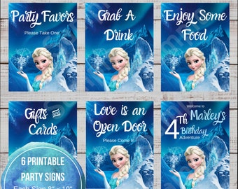 Frozen Party Sign Pack, Birthday Party Signs, Printable Signs, Frozen Birthday Party,Girls Birthday, Winter Party Theme, Instant Download