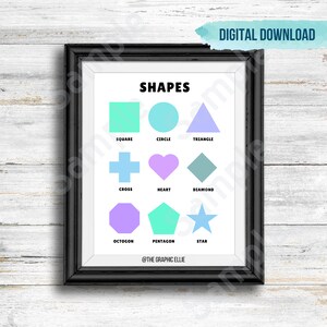Formas geométricas imprimibles, Póster Montessori, Recursos para la educación en el hogar, regreso a clases, Materiales de aprendizaje, Arte en el aula, póster para niños, Colorido