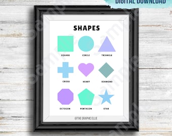 Geometric Shapes Printable, Montessori Poster, Homeschool Resources, back to school, Learning Materials, Classroom Art, kids poster,Colorful