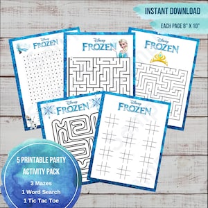 Frozen Activity Pack, Printable, Kids Activity, Frozen Birthday Fun, Party Favor, Party Games, Frozen Themed Party, Games, Instant Download