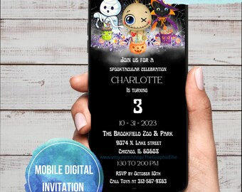Spooktacular Halloween Mobile Invitation, Spooky Birthday Invitation, Halloween Party Invitations, EDITABLE, INSTANT DOWNLOAD, Mobile, Canva