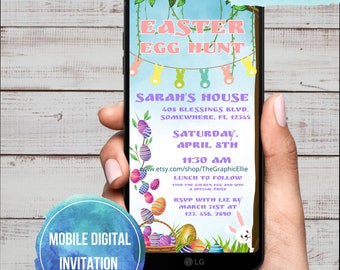 Easter Egg Hunt, Easter Activites, hop on over easter bunny egg hunt invite, easter party invitation, Editable pastel easter invite
