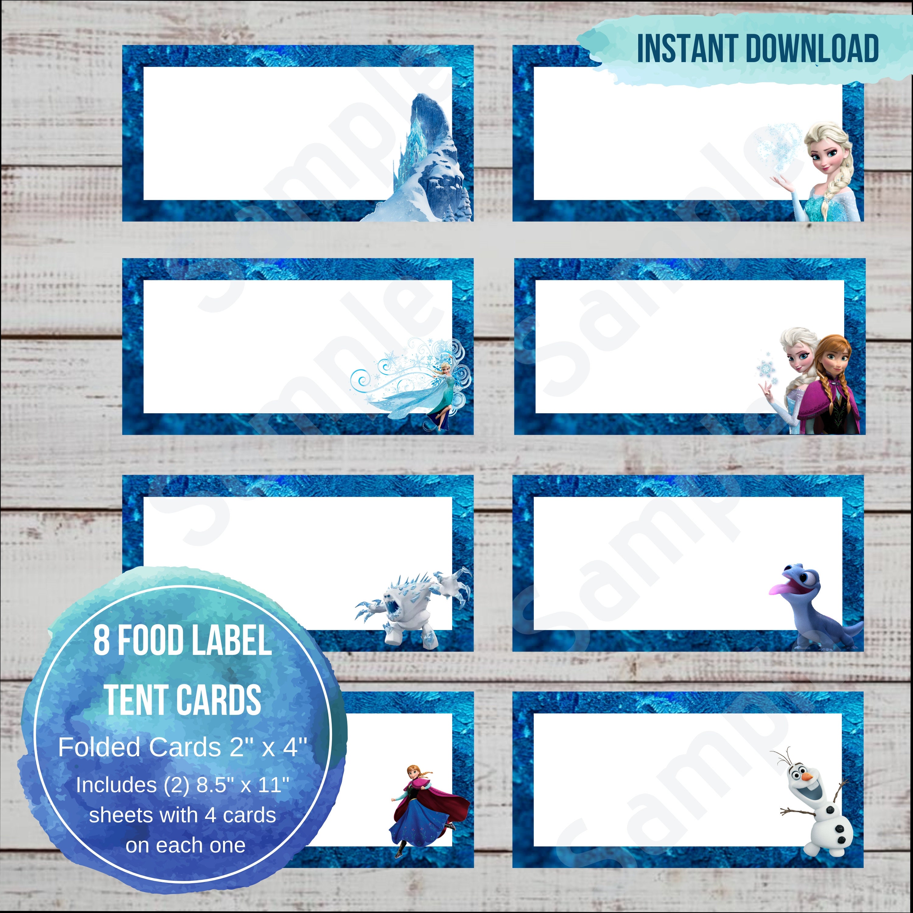 Frozen Food Tent Label, Frozen Food Label, Frozen Food Cards, Princess