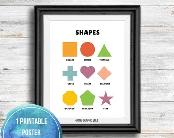 Geometric Shapes Printable, Montessori Poster, Homeschool Resources, back to school, Learning Materials, Classroom Art, kids poster,Colorful