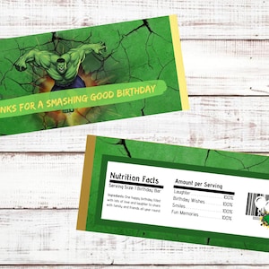 Der Hulk, Incredible Hulk, Hershey Chocolate Wrapper, Printable, Digital, Design, Sofort download, Party, Geburtstag, Dekoration, Mitbringsel
