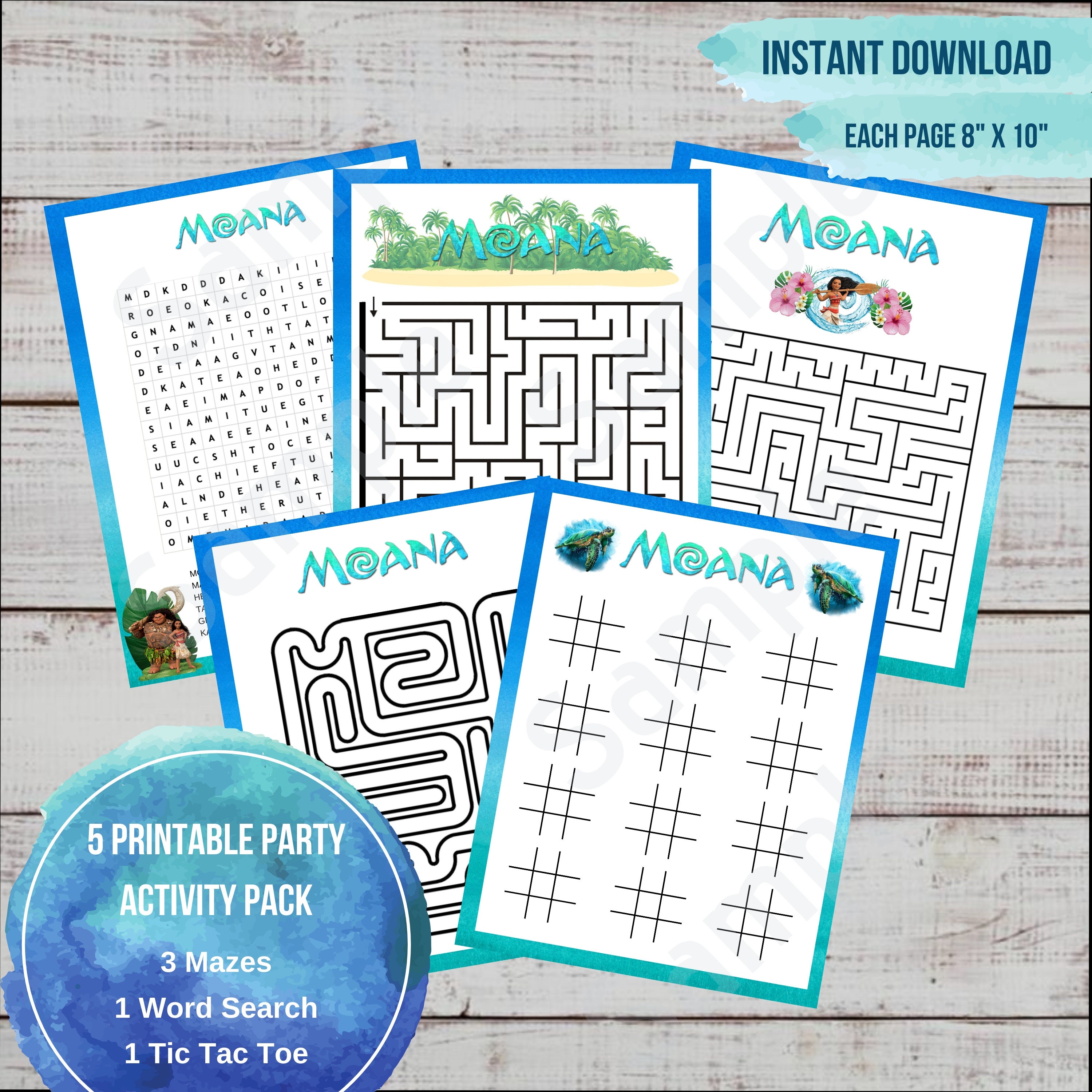 Moana Bingo Game, 10 Pk,printable, Kids Game, Moana Birthday Game ...