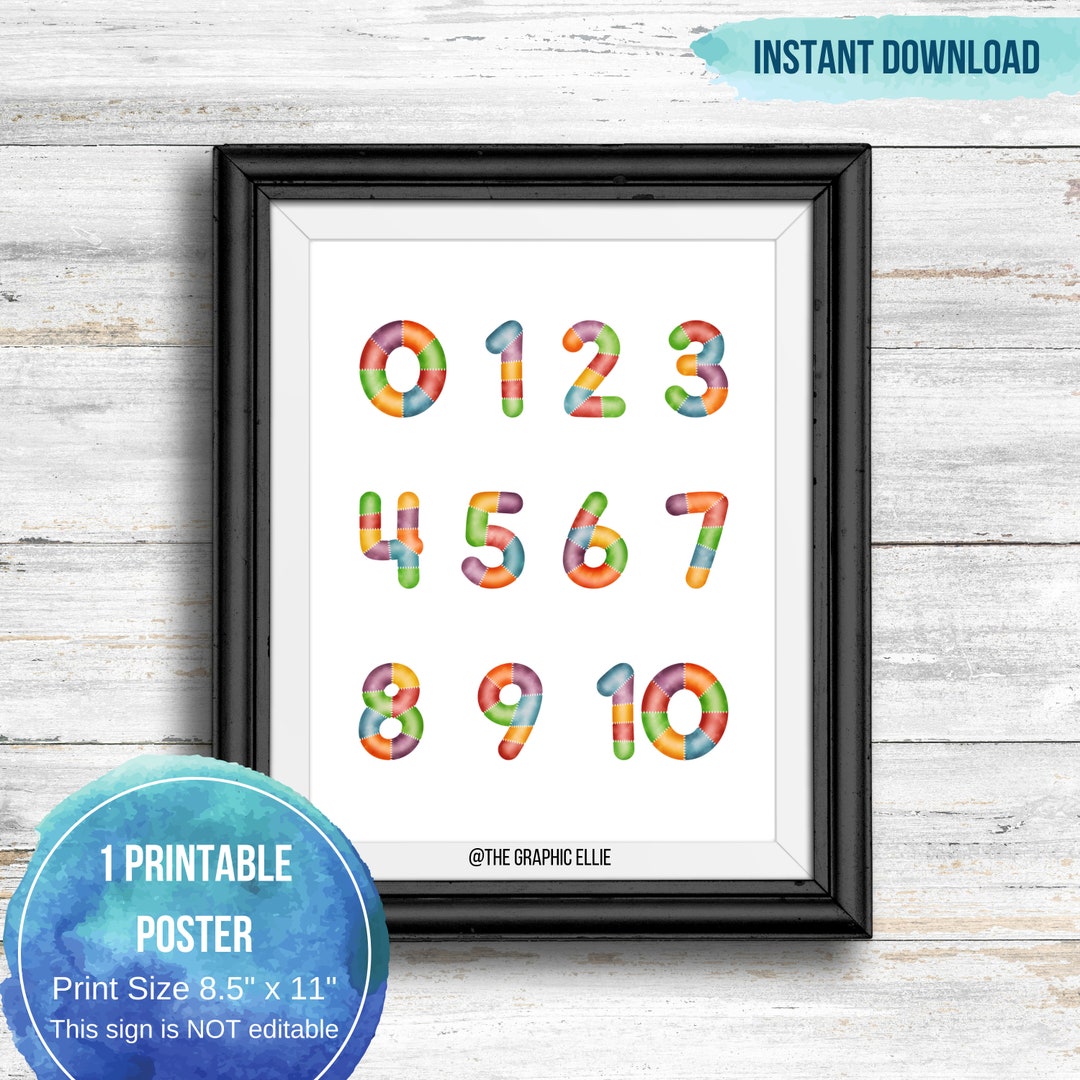 Fun Number Prints Numbers Print, Educational Prints for Kids, Large Numbers Wall Art ...
