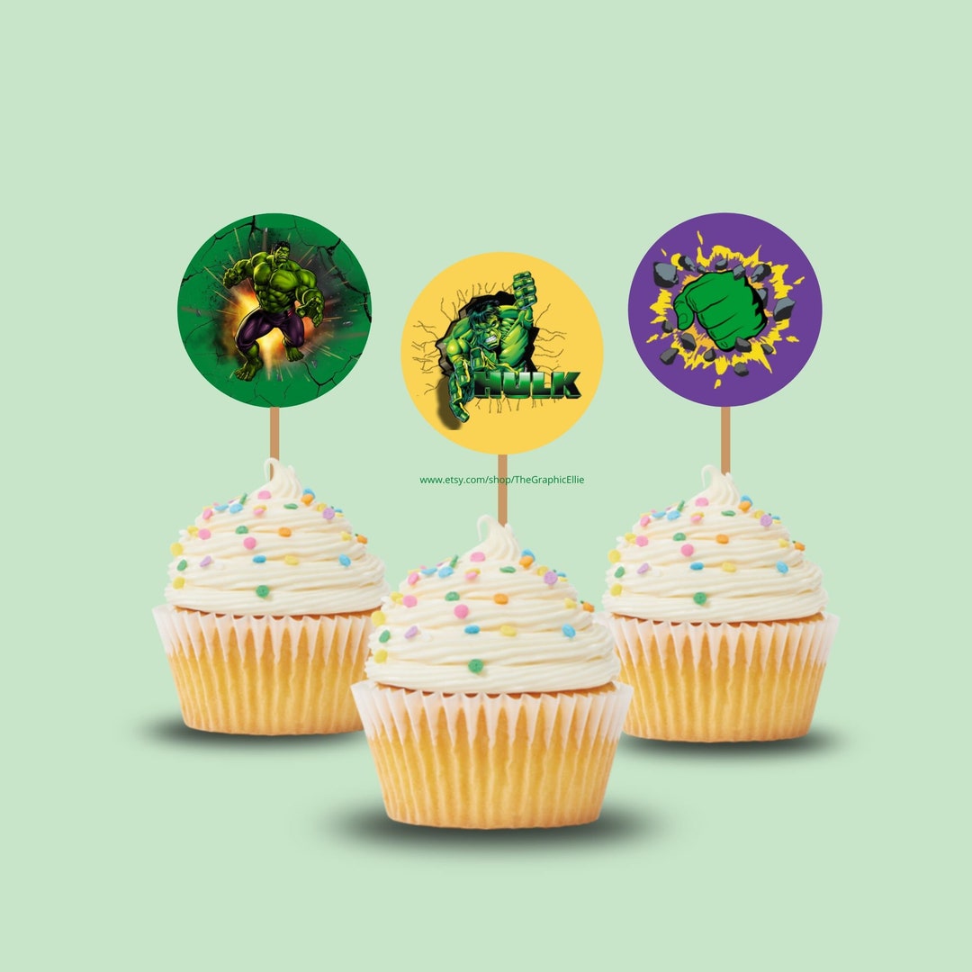 Cupcake Toppers, the Hulk, Boy's Party, Kids Party, Superhero Theme