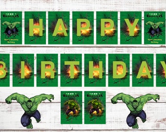 The Hulk banner, DIY banner, party supplies, birthday party, printable banner, digital banner, signs, tags, labels, clipart,digital download