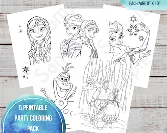 Frozen Coloring Pack, Printable, Kids Activity, Frozen Birthday Fun, Party Favor, Party Coloring Pages, Frozen Themed Party,Instant Download