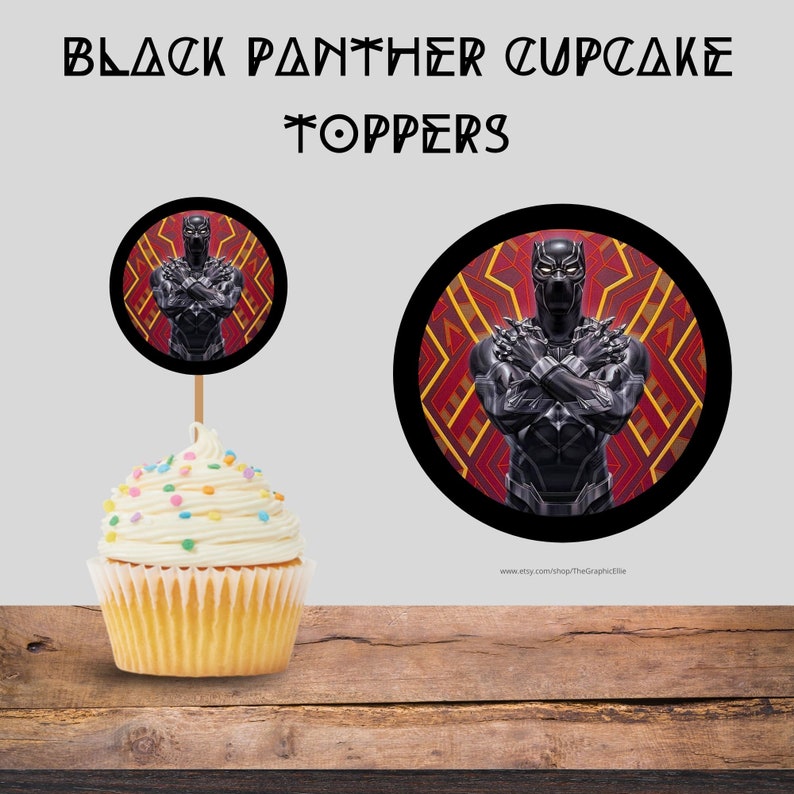 Cupcake Topper Black Panther Birthday Wakanda BirthdayBlack - Etsy España