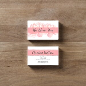 MAUA | Small Business Card Template, Business Card, Watercolor Floral Business Card, Pink DIY Business Card, Editable Business Card