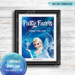 Frozen Party Favor Sign, Birthday Party Signs, Printable Signs, Frozen Birthday Party, Girls Birthday, Winter Party Theme,Instant Download