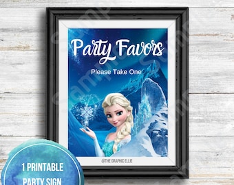 Frozen Party Favor Sign, Birthday Party Signs, Printable Signs, Frozen Birthday Party, Girls Birthday, Winter Party Theme,Instant Download