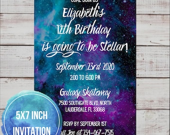 Galaxy 5 Invitation, Galaxy Universe Birthday Invitation, Cosmic Space, Digital Invitations,Invite,EDITABLE, INSTANT DOWNLOAD, 5x7, Canva