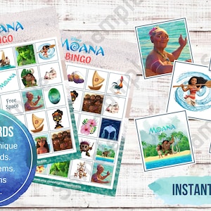 Moana Bingo Game, Printable, Kids Game, Moana Birthday Game, Party ...