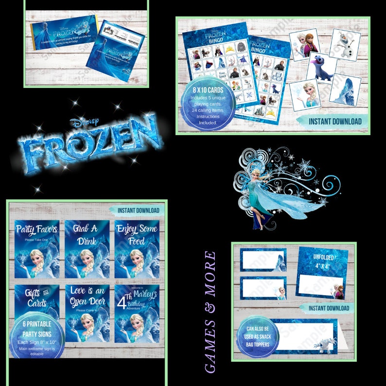 Frozen Bingo Game 30, Printable, Kids Game, Frozen Birthday Game, Party ...