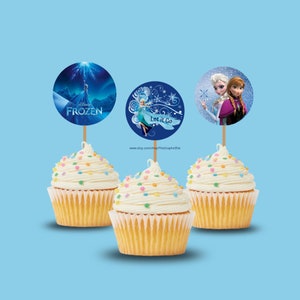 Cupcaker Topper, Frozen Party Favor, Frozen Birthday, Frozen Party, Elsa and Anna Party, Printable, INSTANT DOWNLOAD, DIY Party Favors