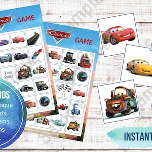 Cars Bingo Game, Printable, Kids Game, Cars Birthday Game,Party Favor,Bingo Party Games,Racing Party,Lignting McQueen,Games,Instant Download