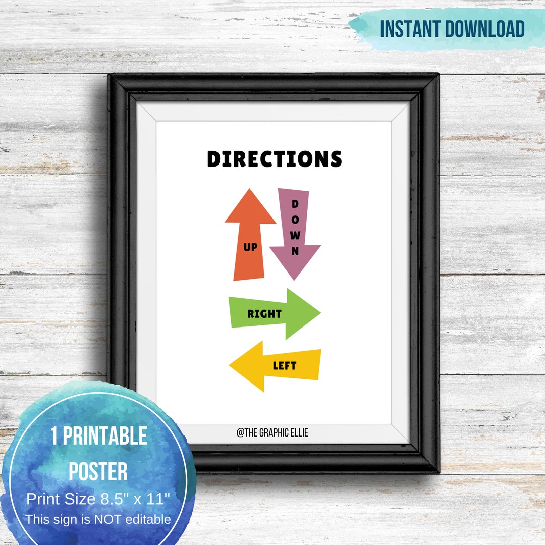Educational Prints, Directions UP DOWN Classroom Posters, Fall ...