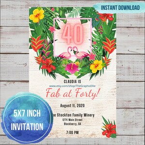 Tropical Invitation, Tropical Birthday Invitation, Tropical Party, Party Invitations, Tropical Invite,EDITABLE, INSTANT DOWNLOAD, 5x7