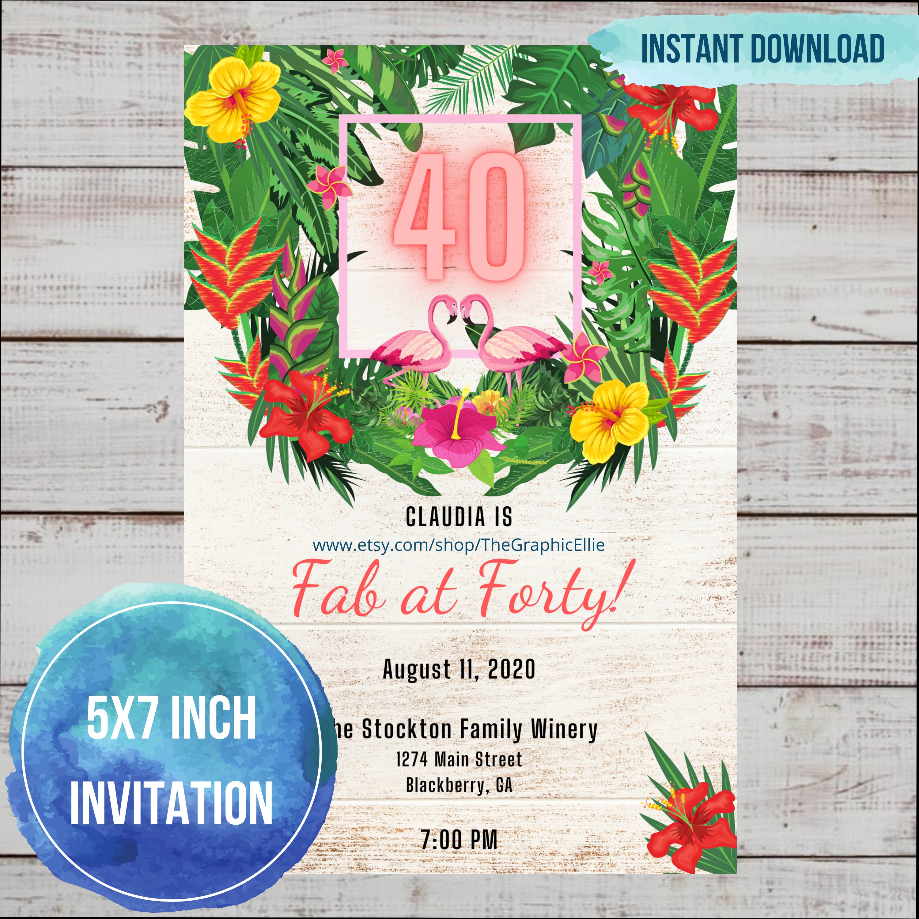 Tropical Invitation, Tropical Birthday Invitation, Tropical Party