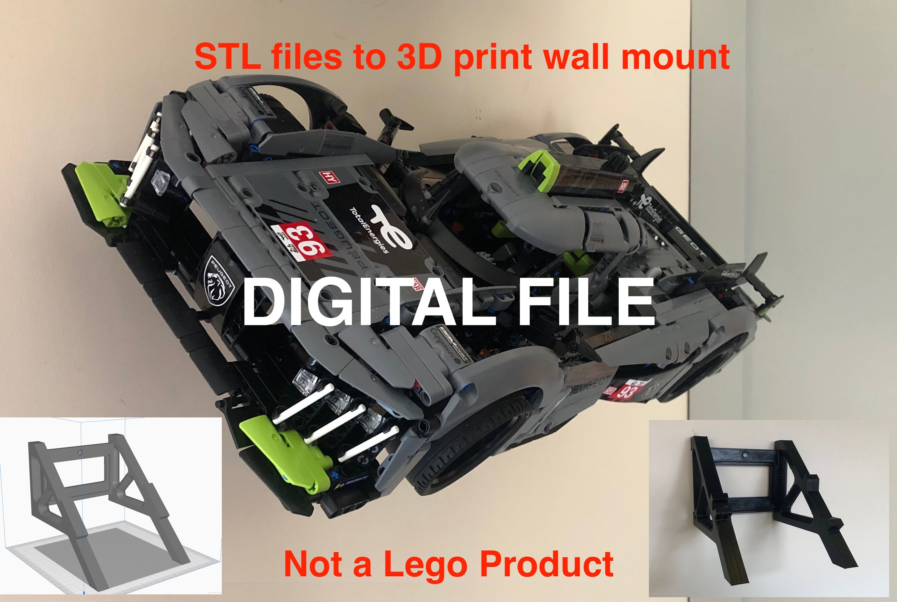 Fichier STL Support mural 2 en 1 pour LEGO Technic Bugatti Chiron