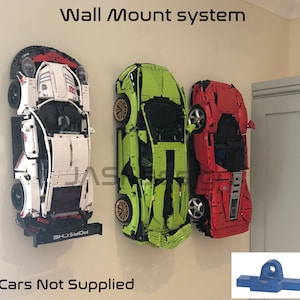 3D Printed Vertical Wall Mount for Technic Supercar Peugeot 24H, Chiron, Sian, 911 GT3, RSR, F1 McLaren, Ferrari Daytona, F488, image 1