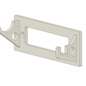 May include: A white plastic wall mount with a hook and a rectangular cutout. The hook is designed to hold a small object, such as a towel or a bag.