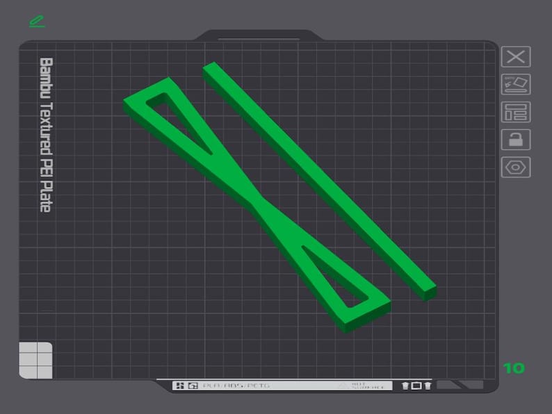 May include: Green textured plastic plate for a 3D printer. The plate is designed to help with adhesion and prevent warping during printing.