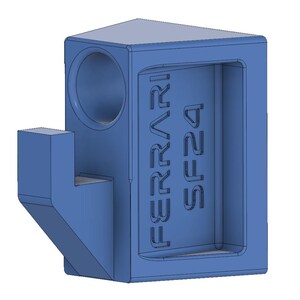 May include: A blue plastic hook with a rectangular cutout that says "FERRARI SF24".