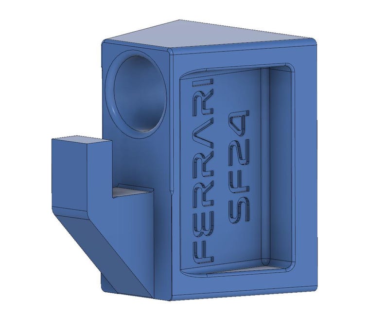 May include: A blue plastic hook with a rectangular cutout that says "FERRARI SF24".