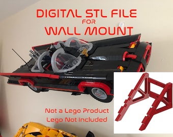 STL FILE for Wall Mount to display Lego Classic TV Series Batmobile