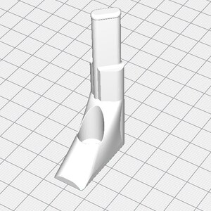 May include: White plastic corner shelf bracket with a rounded top and a hole in the center.