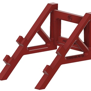 May include: A red plastic stand with a triangular design. The stand has a rectangular opening in the center and the text "FARIBORD BF-24" is printed on the bottom.