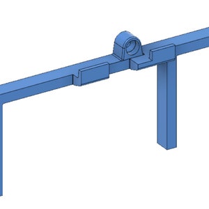 Puede incluir: Un marco de metal azul claro con un peque&ntilde;o agujero redondo en la parte superior. El marco tiene forma de T con una barra horizontal y una barra vertical.