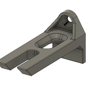 May include: A gray metal bracket with two slots and a round hole. The bracket is designed to be mounted to a wall or other surface.
