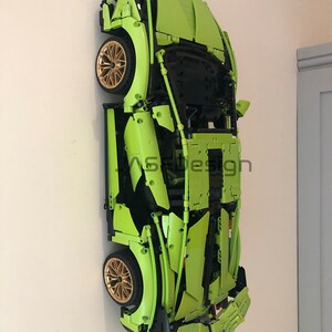 3D Printed Vertical Wall Mount for Technic Supercar Peugeot 24H, Chiron, Sian, 911 GT3, RSR, F1 McLaren, Ferrari Daytona, F488, image 6